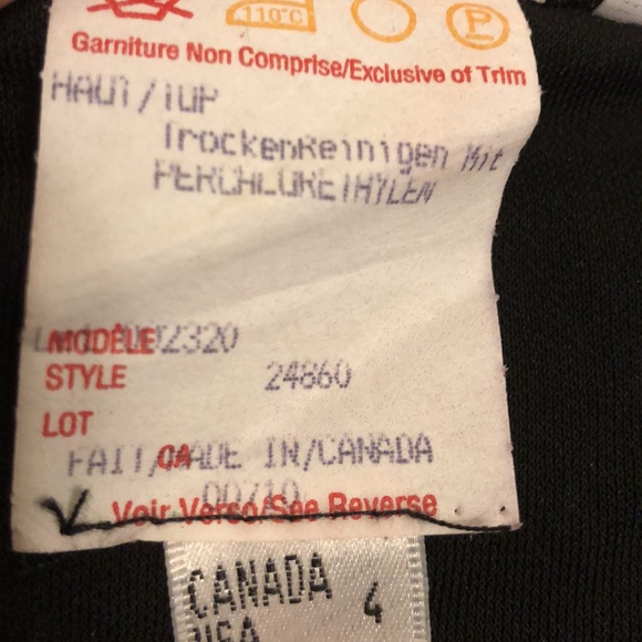 JOSEPH RIBKOFF B/W SIZE 4 TOP LONG SHEER SLEEVE ASYMMETRICAL NECKLINE - #027 - Picture 9 of 11